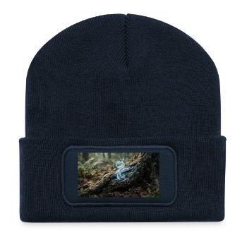 Forest Magic: Glowing Energy Fibers in Tree Roots - Recycled Patch Beanie - french navy - Front