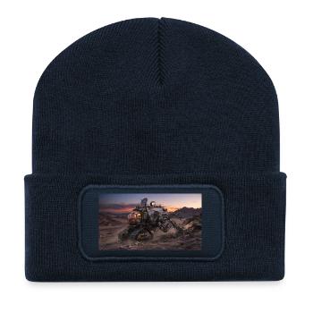 Sci-Fi Mars Exploration Rover in Rocky Desert - Recycelte Patch Beanie - French Navy - Vorne