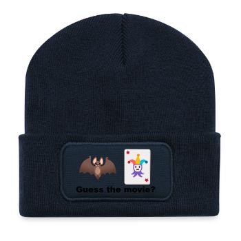 Fledermaus- und Joker-Themenkartendesign - Recycelte Patch Beanie - French Navy - Vorne