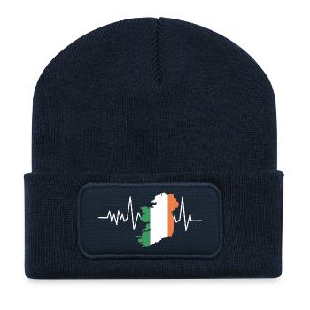 Herzschlag Irland Flagge - Recycelte Patch Beanie - French Navy - Vorne