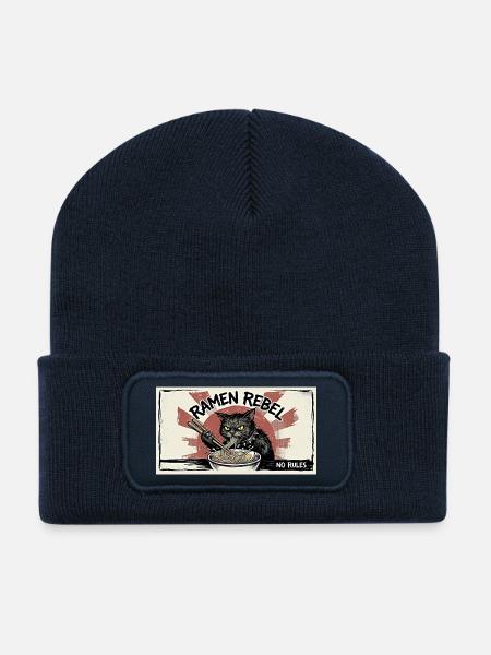 Ramen-Rebellenkatze - Recycelte Patch Beanie - French Navy