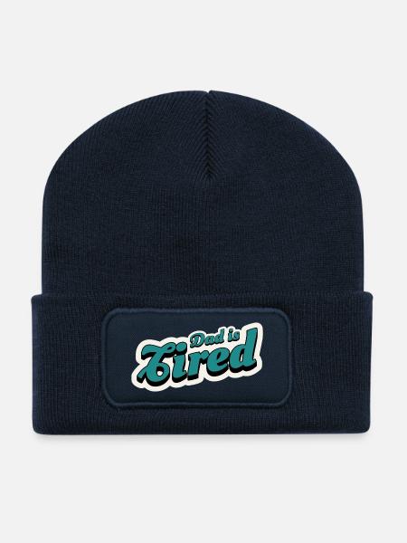 Papa ist müde Dunkeltürkis - Recycelte Patch Beanie - French Navy
