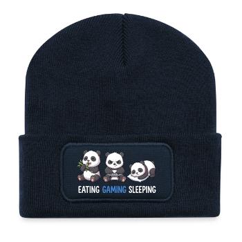 Eating Gaming Sleeping Panda Zocker Gamer - Recycelte Patch Beanie - French Navy - Vorne