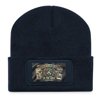 Synthetic Gilded Age – Stay Human In The Grid 2026 - Recycelte Patch Beanie - French Navy - Vorne