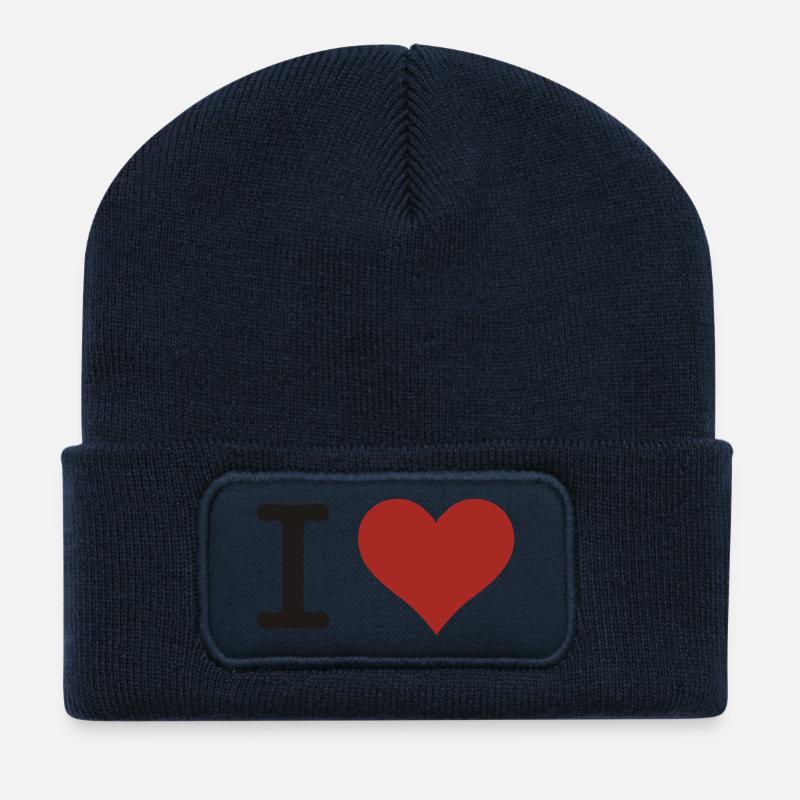 J'aime le coeur - Beanie recyclé à patch - bleu marine
