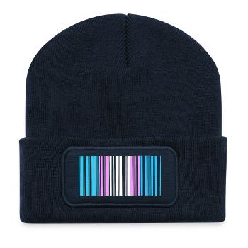 Transgender Strichcode, Gleichheit. - Recycelte Patch Beanie - French Navy - Vorne