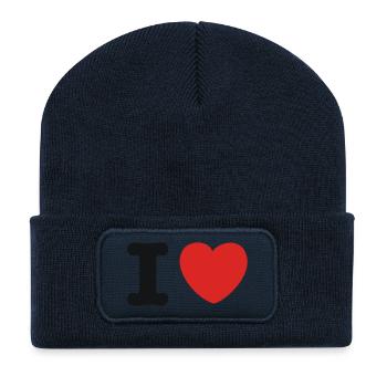 J'aime - I love - Beanie recyclé à patch - bleu marine - Devant