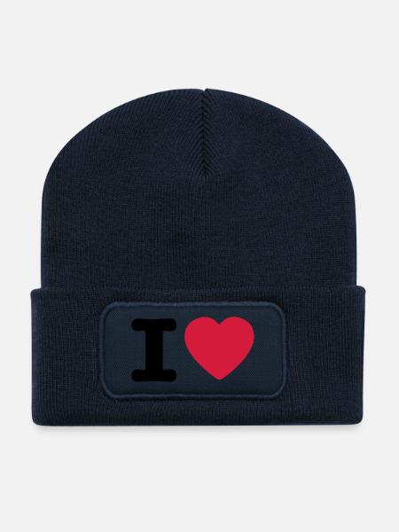 I love / I heart DELUXE - Beanie recyclé à patch - bleu marine