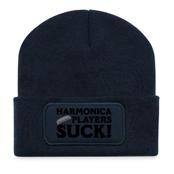 Harmonica Players Suck! - Recycled Patch Beanie - french navy - Front
