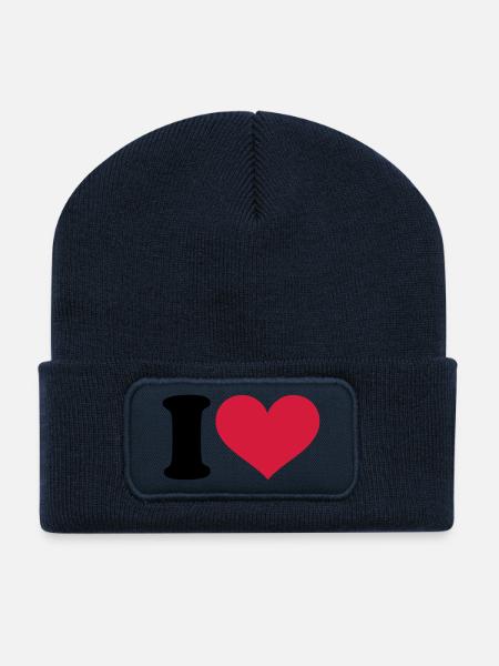I - HEART - Beanie recyclé à patch - bleu marine