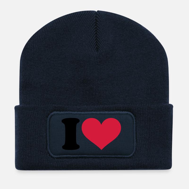 I - Heart - Recycelte Patch Beanie - French Navy