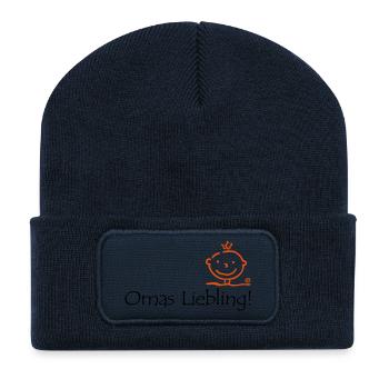 Omas Liebling - Recycelte Patch Beanie - French Navy - Vorne