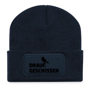 Drauf geschissen Vogel scheiß egal - Recycelte Patch Beanie - French Navy - Vorne