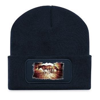 Horses - Recycelte Patch Beanie - French Navy - Vorne