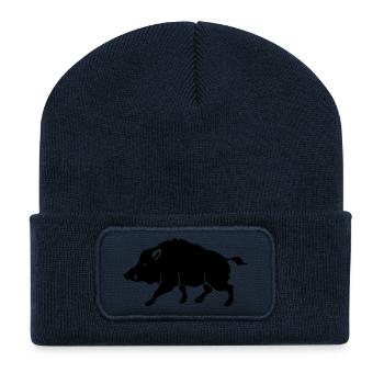 Wildschwein - Recycelte Patch Beanie - French Navy - Vorne