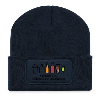 Pharmacie / Pharmacien: A Bartender est juste un - Beanie recyclé à patch - bleu marine - Devant