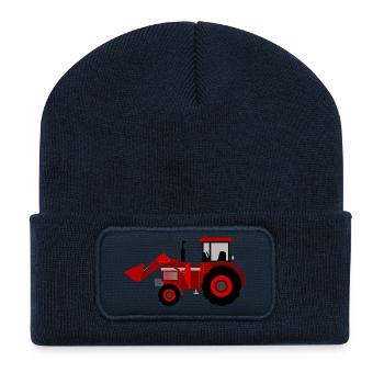 roter Traktor - Recycelte Patch Beanie - French Navy - Vorne