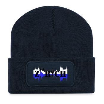 zürich - Recycelte Patch Beanie - French Navy - Vorne