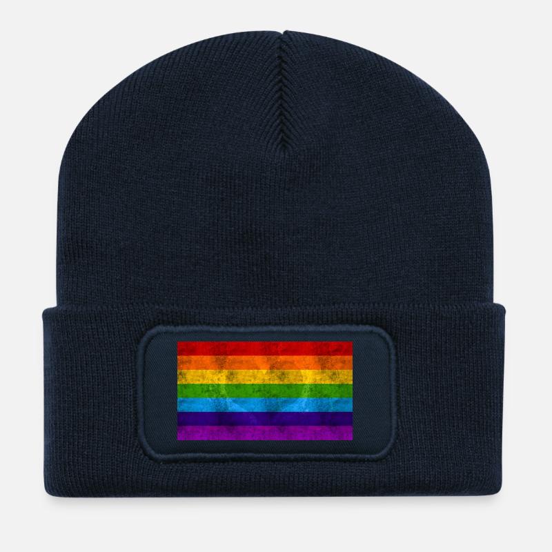 Regenbogen Flagge - Recycelte Patch Beanie - French Navy