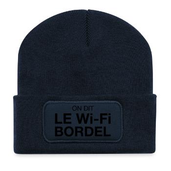 On dit Le Wi-Fi BORDEL - Beanie recyclé à patch - bleu marine - Devant