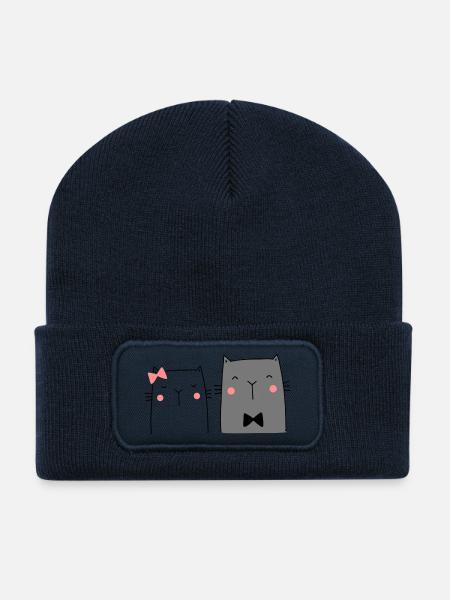 Cats Couple Couple Couple Wedding Couple Wedding - Recycled Patch Beanie - french navy