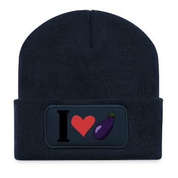 I love eggplant - Recycled Patch Beanie - french navy - Front