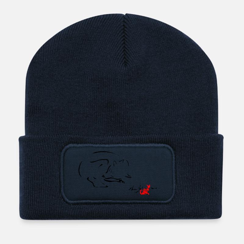 BLACK FOX, FOX DREAM, TRÄUMEN FOX, FOX, - Recycelte Patch Beanie - French Navy