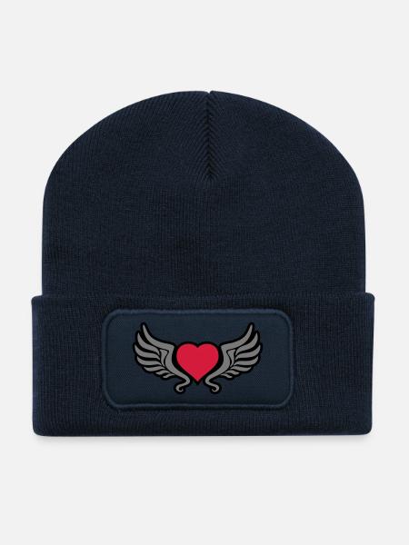 tribal_heart_wings_kontur_3c - Recycled Patch Beanie - french navy
