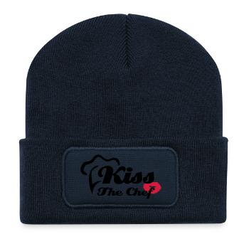 Embrassez le chef - Beanie recyclé à patch - bleu marine - Devant