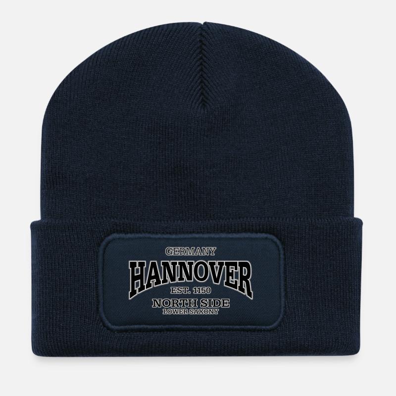 Hannover (black) - Recycelte Patch Beanie - French Navy