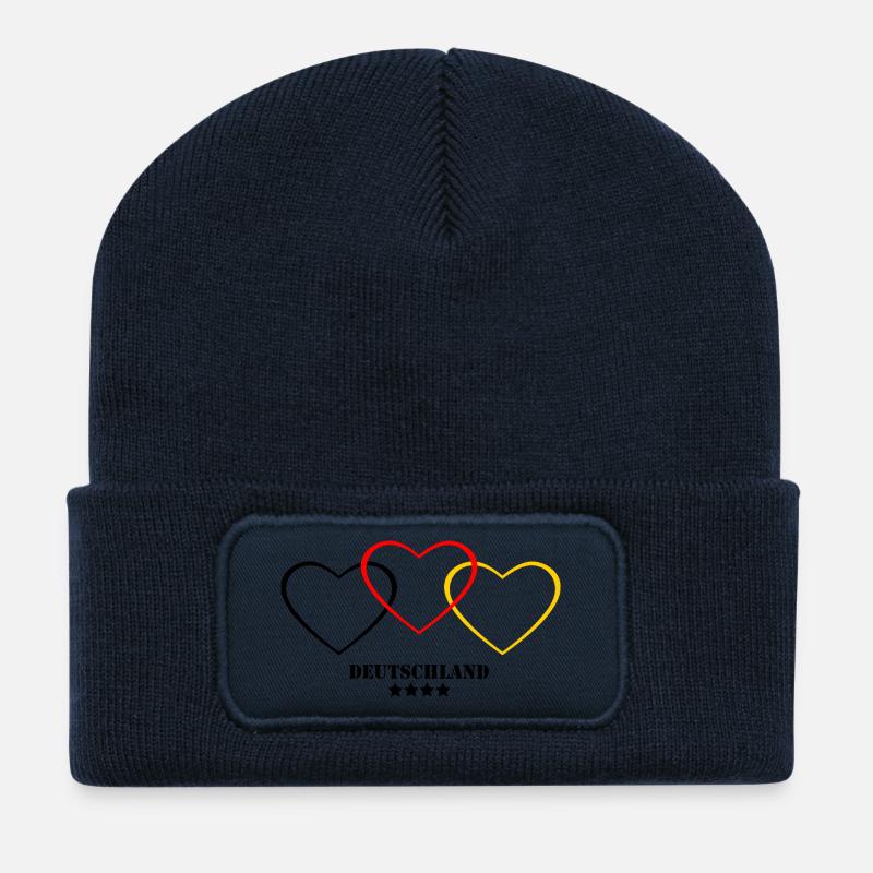 Fanshirt Deutschland Herz Flagge - Recycelte Patch Beanie - French Navy