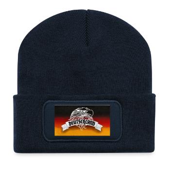 Deutschland Flagge mit Adler - Geschenk zur WM - Recycelte Patch Beanie - French Navy - Vorne