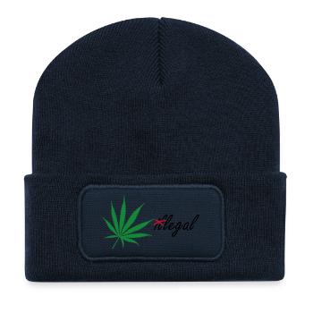 (il) legalit legalize cannabis legal - Beanie recyclé à patch - bleu marine - Devant
