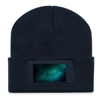 Ciel étoilé turquoise - Beanie recyclé à patch - bleu marine - Devant