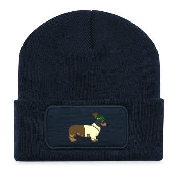 Dachshund Bavaria - Recycled Patch Beanie - french navy - Front