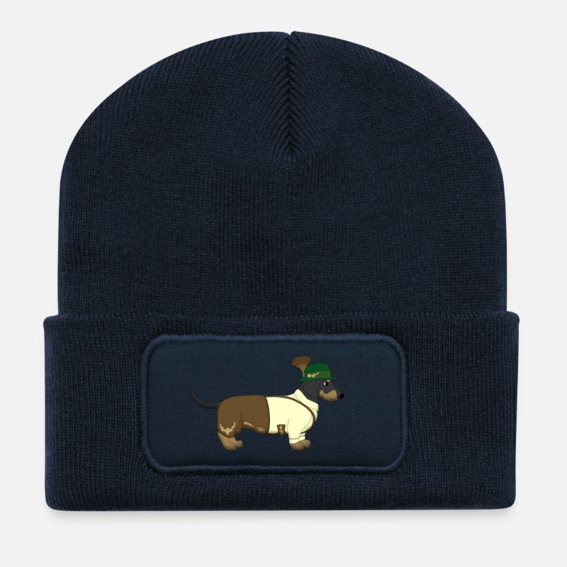 Der bayerische Dackel weißes Hemd - Recycelte Patch Beanie - French Navy