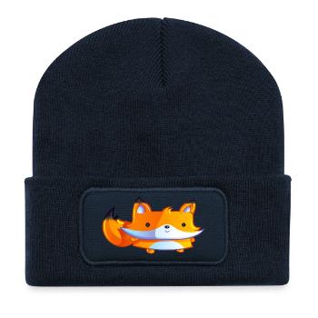 Youpie le renard - Beanie recyclé à patch - bleu marine - Devant