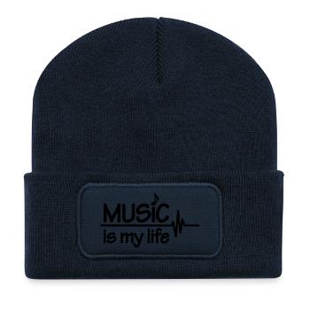 Music is my life - Recycelte Patch Beanie - French Navy - Vorne
