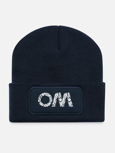 Om - Beanie recyclé à patch - bleu marine