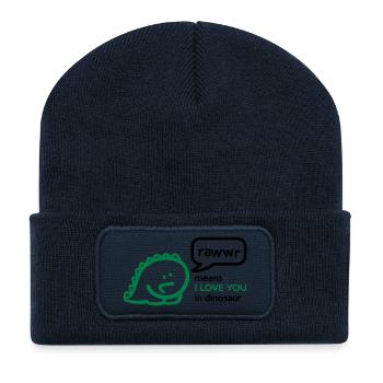 Rawr means I LOVE YOU in dinosaur - Recycelte Patch Beanie - French Navy - Vorne