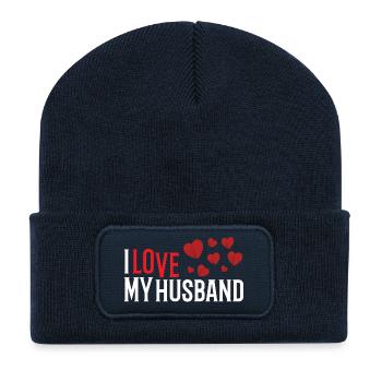 Ich liebe meinen Ehemann - Recycelte Patch Beanie - French Navy - Vorne