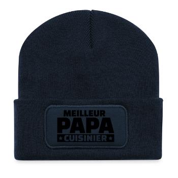 Meilleur papa cuisinier - Beanie recyclé à patch - bleu marine - Devant