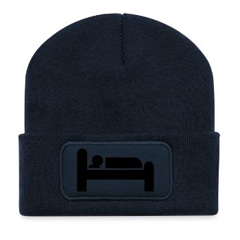 icon lit dormir dort - Beanie recyclé à patch - bleu marine - Devant