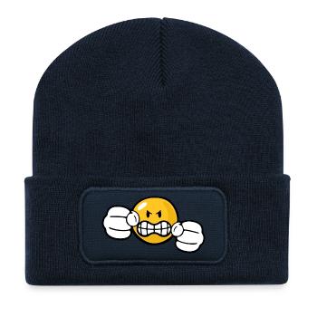 Smiley Anger Fury - Recycled Patch Beanie - french navy - Front