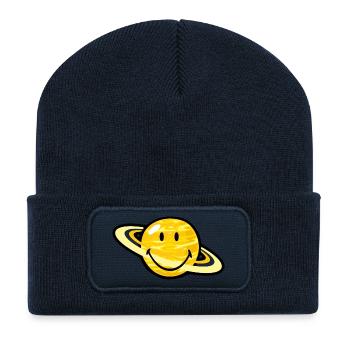 Smiley Saturn - Recycled Patch Beanie - french navy - Front