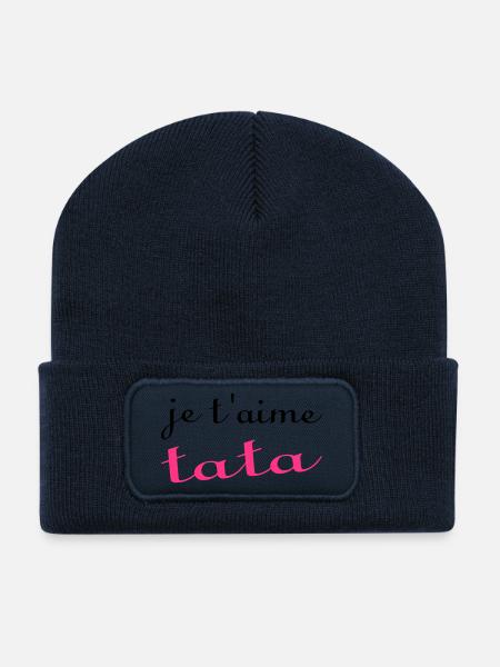 Je t'aime tata - Recycelte Patch Beanie - French Navy