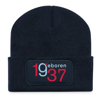 Jahrgang 1937 geboren - Recycelte Patch Beanie - French Navy - Vorne