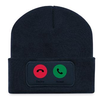 Decline Accept (Phone Call) - Recycled Patch Beanie - french navy - Front