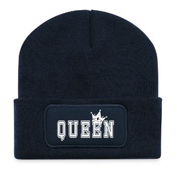 Queen Dos - Beanie recyclé à patch - bleu marine - Devant