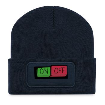 on und off button - Recycelte Patch Beanie - French Navy - Vorne